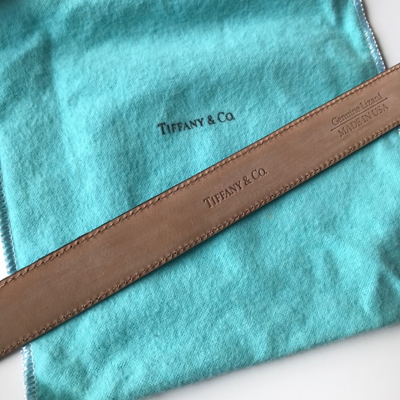 TIFFANY &Co RARE Sterling Buckle LIZARD Black Belt - Picture 6 of 8